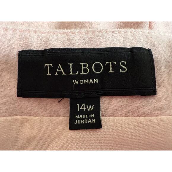 Talbots Italian Flannel Midi Skirt Womens Size 14W Wool Slit Lined Pink Career - Picture 7 of 9